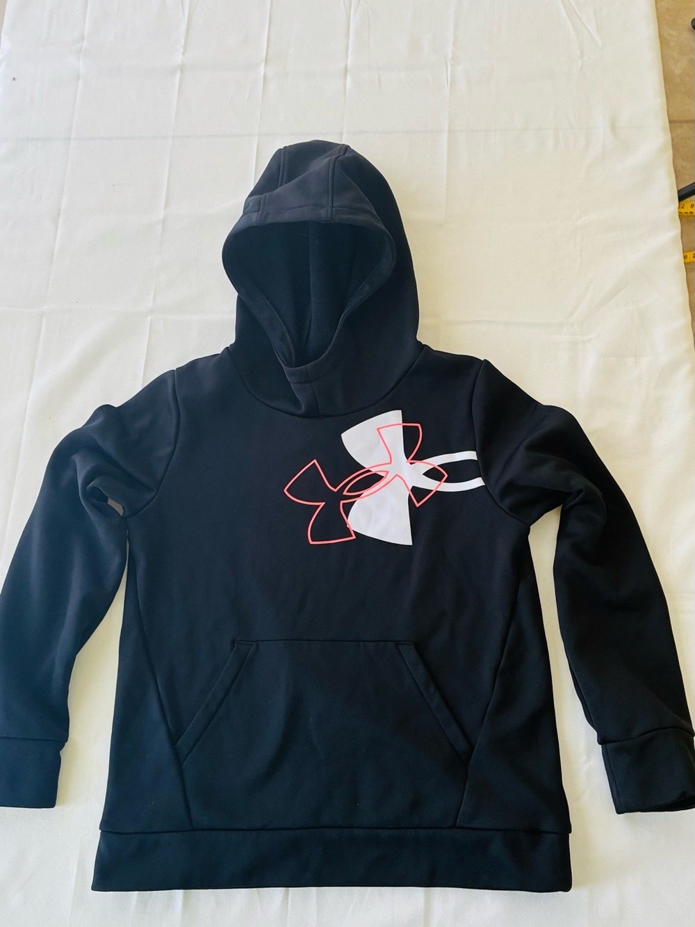 Under Armour Kids Black Hoodie with White & Red Logo